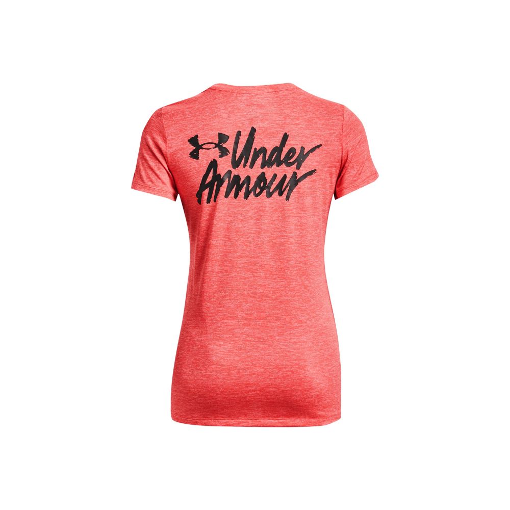UA WOMENS TECH GRAPHIC SS RED/WHT/BLK