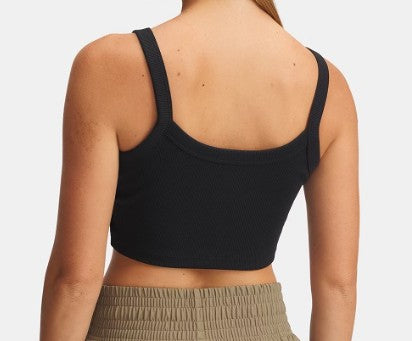 UA Womens Rvl Rib Baby Tank Blk