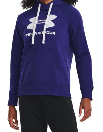 UA Womens Rival Fleece Logo Hoody Blu/Wht