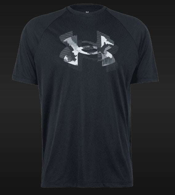 UA Men Tech Print Fill SS Blk