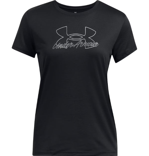 UA Womens Tech Script SS Blk