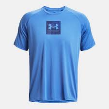 UA MENS UA Tech Prt Fill SS BLUE