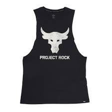 UA MENS PJT ROCK BRAHMA BULL TANK BLK/WHT