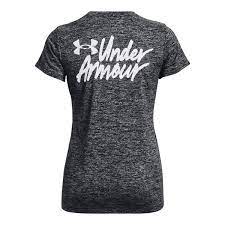 UA WOMENS TECH TWIST GRAPHIC SS BLK/WHT