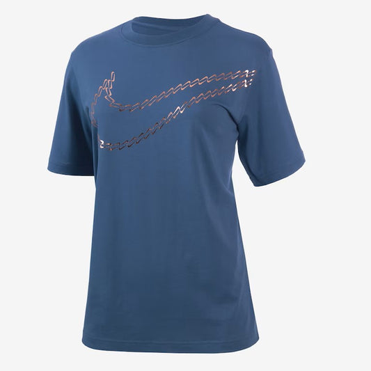 NIKE W NSW PE GFX TEE SHINE BLUE