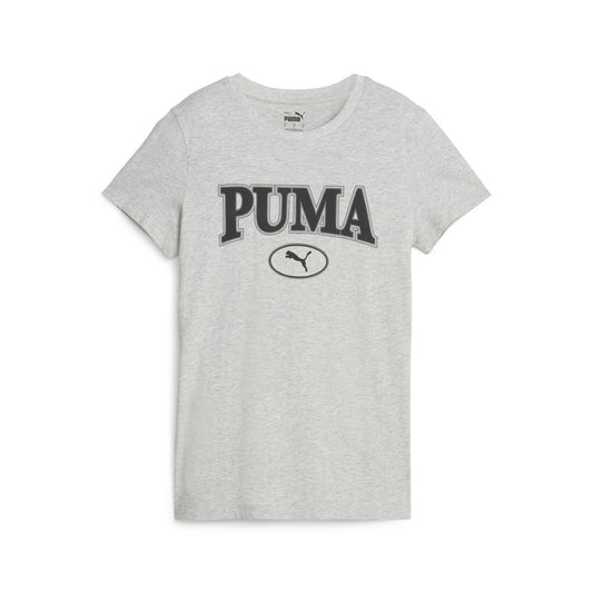 PUMA WMNS SQUAD GRAPHIC TEE LT GRAY HTHR