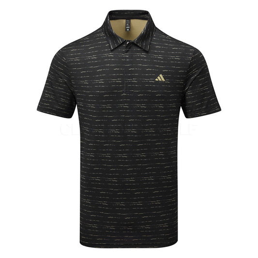 ADIDAS MNS STRIPED ZIP POLO SHIRT BLK/HEMP