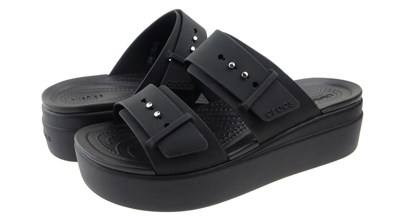 Crocs Brooklyn Buckle Low Wedge - Black