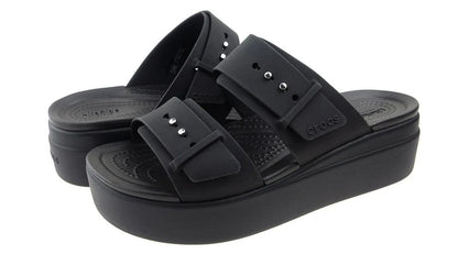 Crocs Brooklyn Buckle Low Wedge - Black