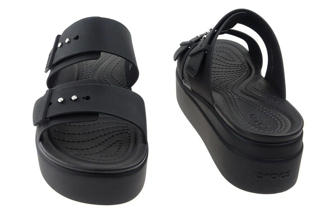Crocs Brooklyn Buckle Low Wedge - Black