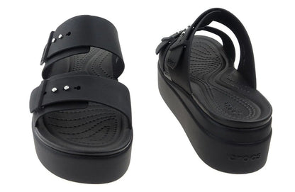 Crocs Brooklyn Buckle Low Wedge - Black