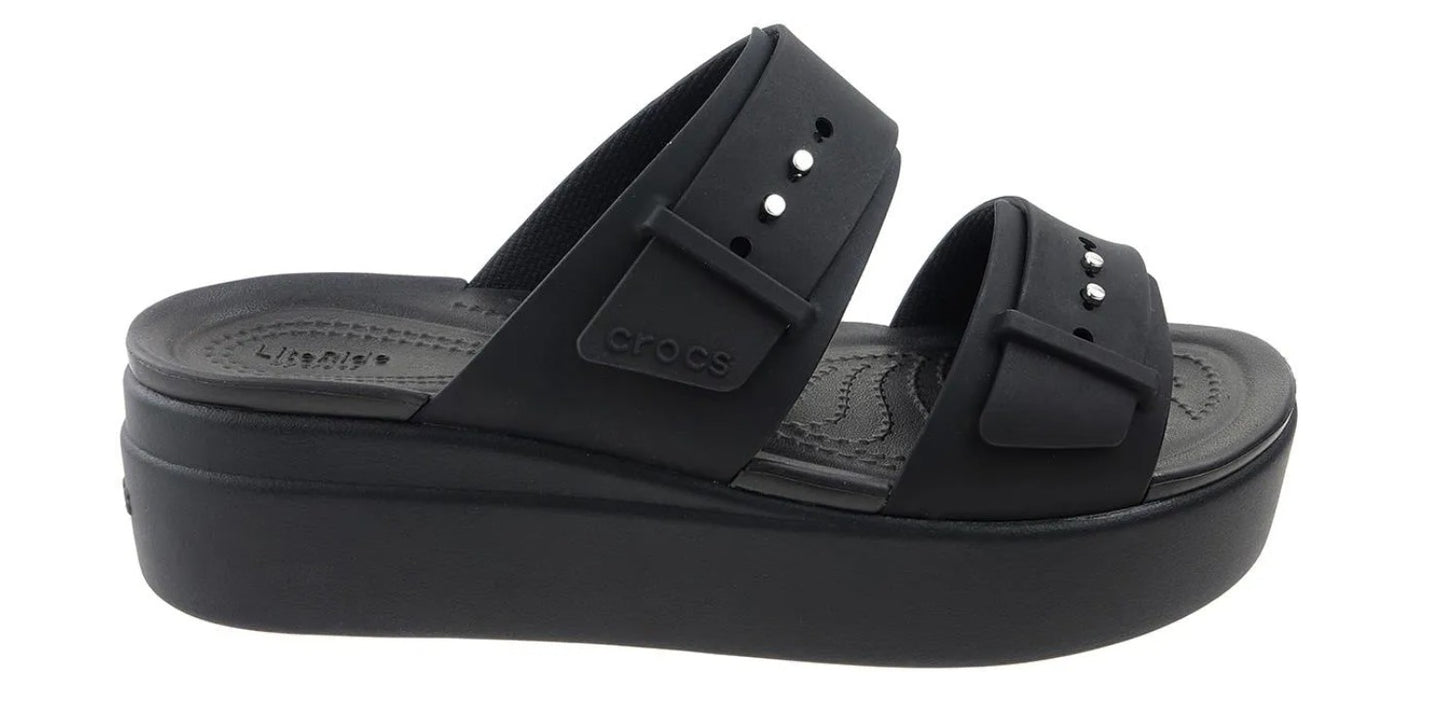 Crocs Brooklyn Buckle Low Wedge - Black