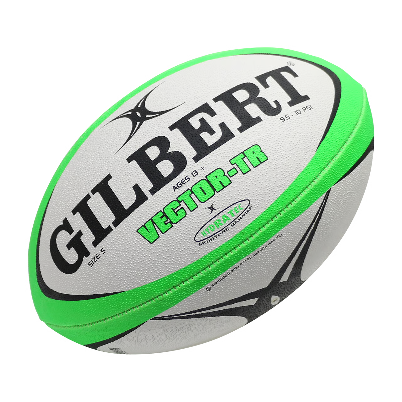 Gilbert Vector TR-Rugby Ball Black/Lime-Sz5
