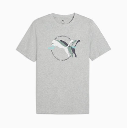 Puma Graphics Multiple Cat Logo Tee LT Gry Heather