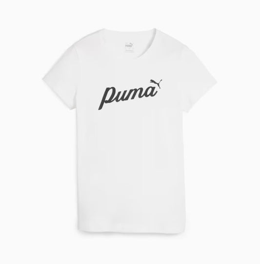 Puma-Ess+Script Tee Wht