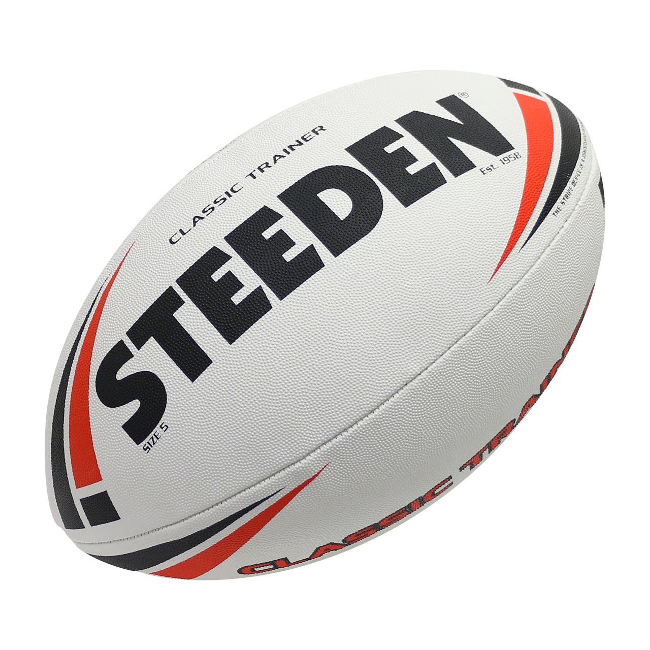 Steeden Classic Trainer Rugby Ball White/Red-Sz5