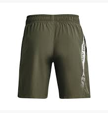 UA MENS WOVEN GRAPHIC SHORTS GREEN/WHT