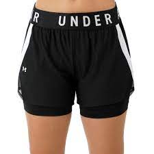 UA WMNS PLAY UP 2 IN 1 SHORTS BLK/WHT