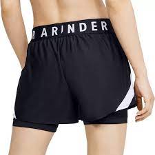 UA WMNS PLAY UP 2 IN 1 SHORTS BLK/WHT