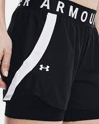 UA WMNS PLAY UP 2 IN 1 SHORTS BLK/WHT