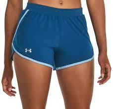 UA WOMENS FLY BY 2.0 SHORT VARSITY/BLU